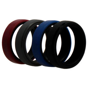 Silicone Wedding 6mm Brush 2Layer Ring Set - Bordo by ROQ for Men - 4x 9mm Ring